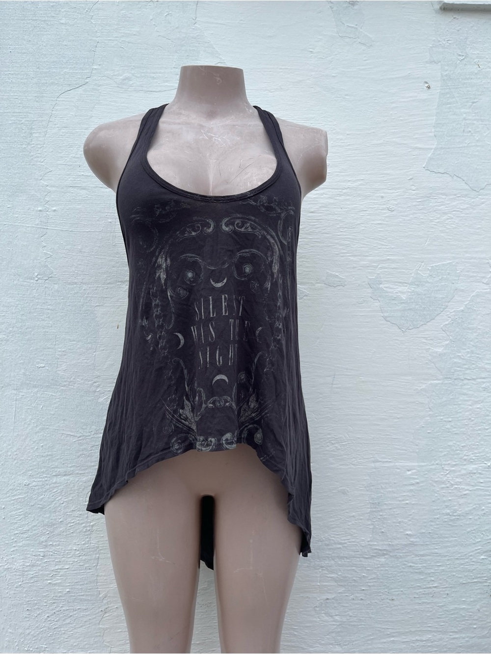 Black Graphic Racerback Tank Top - Silent Moon Design